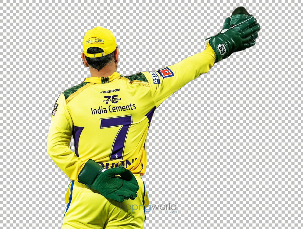 CSK Dhoni Back with Number 7 PNG HD Image Transparent dhoni,transparent,image,hd,csk,chennai,cricket,india,team,sports,captain,captain cool,ms dhoni,hd,cutout